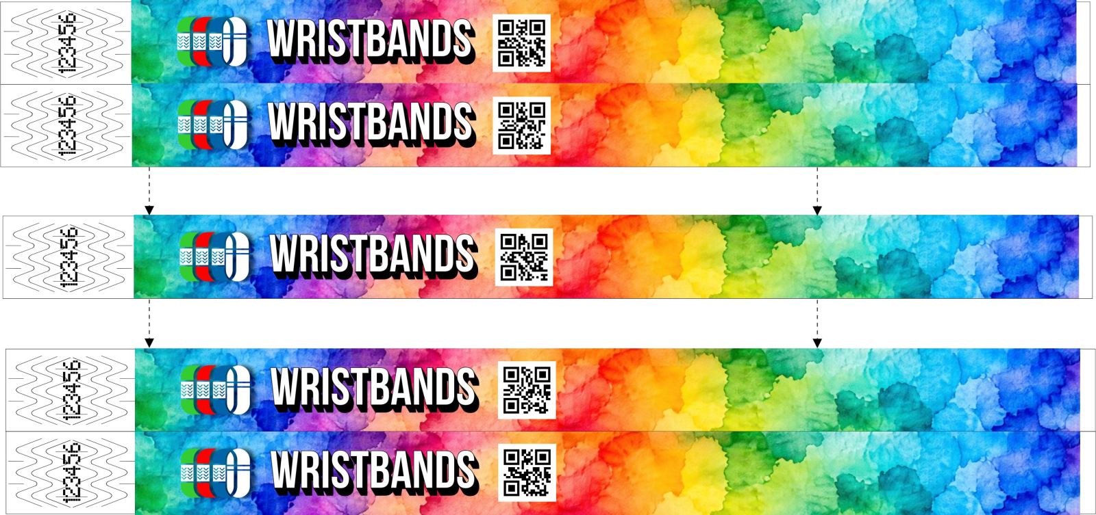 Zapestni trakovi, vsak z drugačno QR-kodo